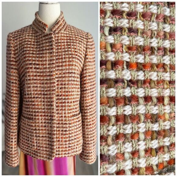 100% Wool Talbots Tweed Textured Multicolored Blazer Jacket 8 - Picture 1 of 8